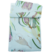 Fabrics Textiles Printed Custom Floral Digital Printing on Yarn Dyed Stripes Cotton Linen Fabric